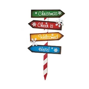 28 in. Wood Christmas Directions Stake