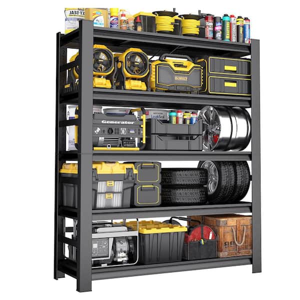 5-Tier Heavy Duty Steel Adjustable Garage Storage Shelving Unit in Black (47 in. W x 87 in. H x 23.6 in. D)