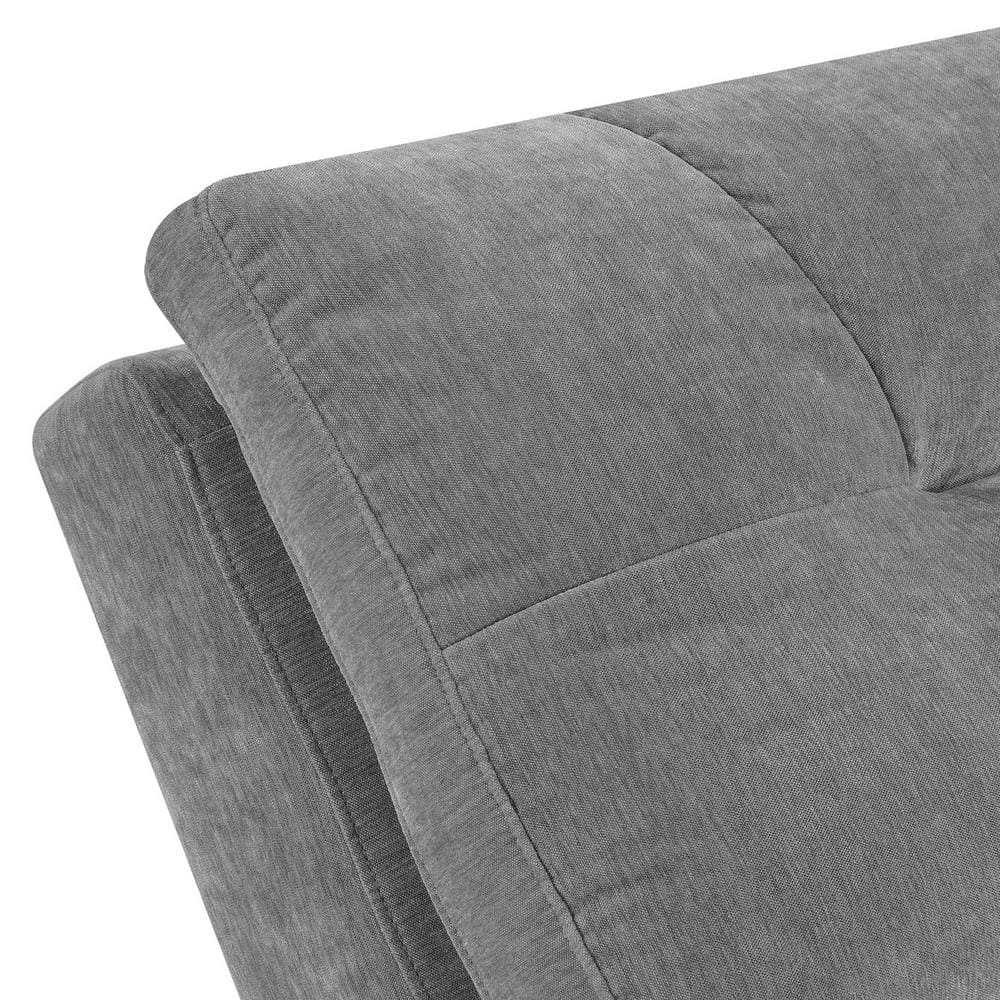 Gray Microfiber Armless Chaise Lounger with Tufted Design