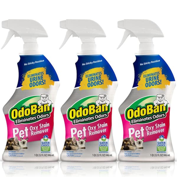 OdoBan 32 oz. Pet Oxy Stain Remover, Oxygen Activated Hydrogen Peroxide Pet Stain Remover for Carpet and Fabric (3-Pack)