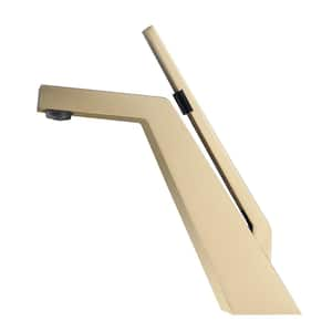 Single Handle Single Hole Bathroom Faucet in Brushed Gold