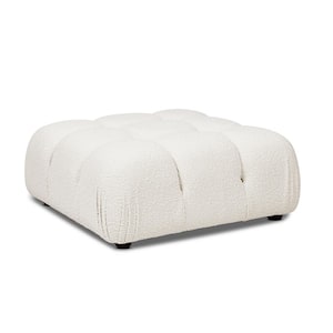 Marcel 36 in. Off-White Boucle Modern Square Medium Cocktail Ottoman