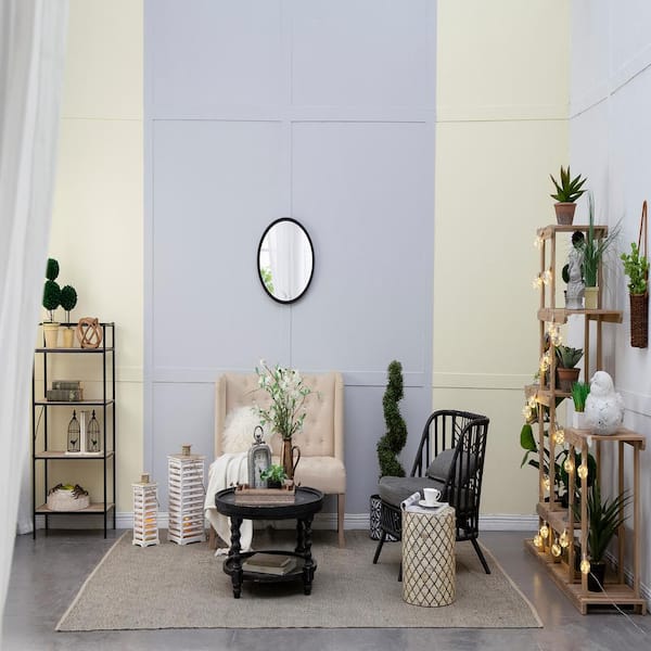 Unbranded 20 in. W x 20 in. H Simple Round Wooden Framed and Black Finish Wall Mirror for Living Room, Bathroom
