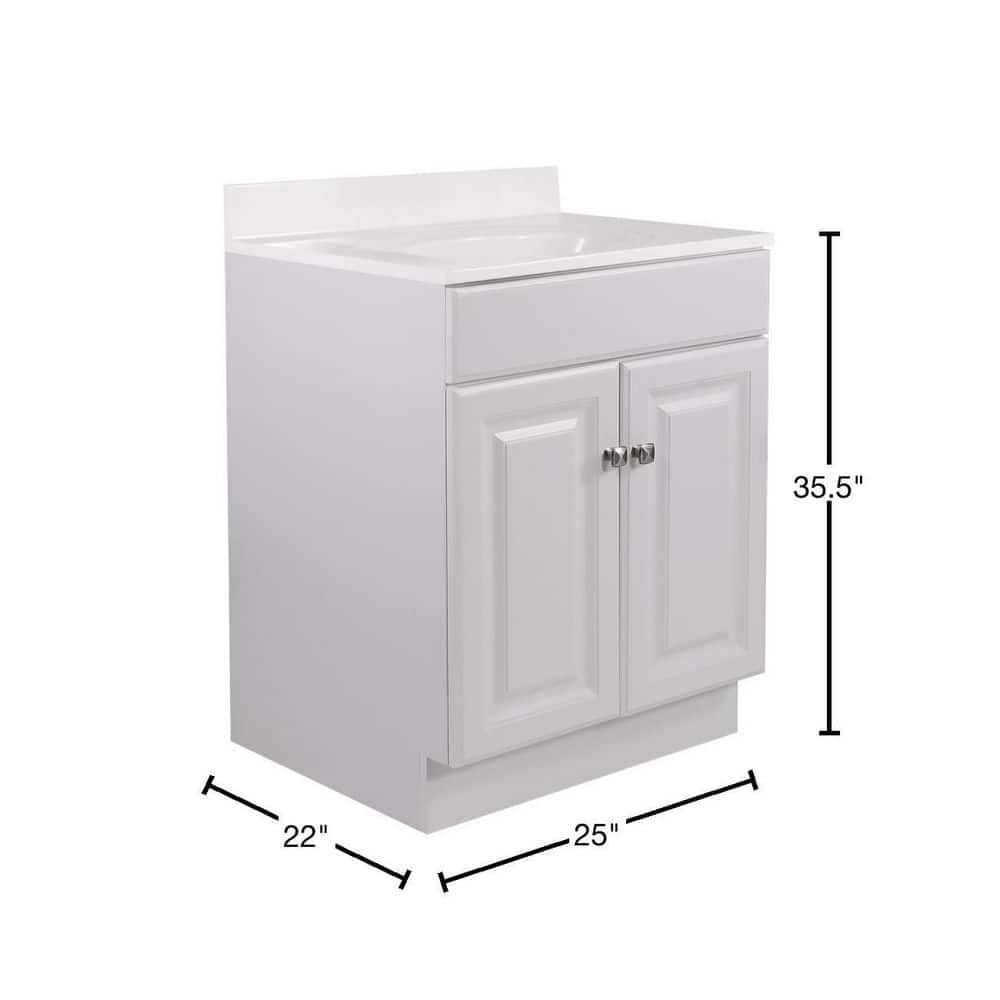 Wyndham 25-Inch White Cultured Marble Single Sink Vanity