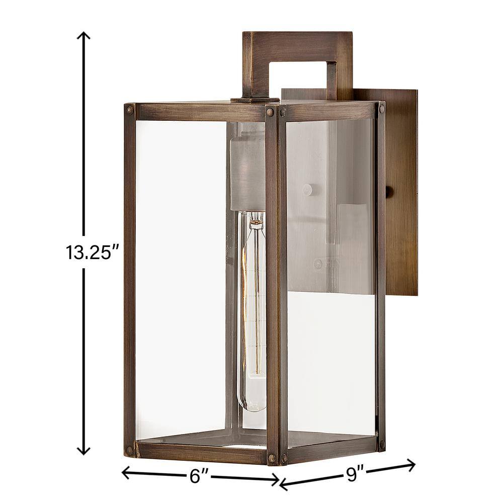 Burnished Bronze Dimmable LED Wall Lantern with Clear Glass