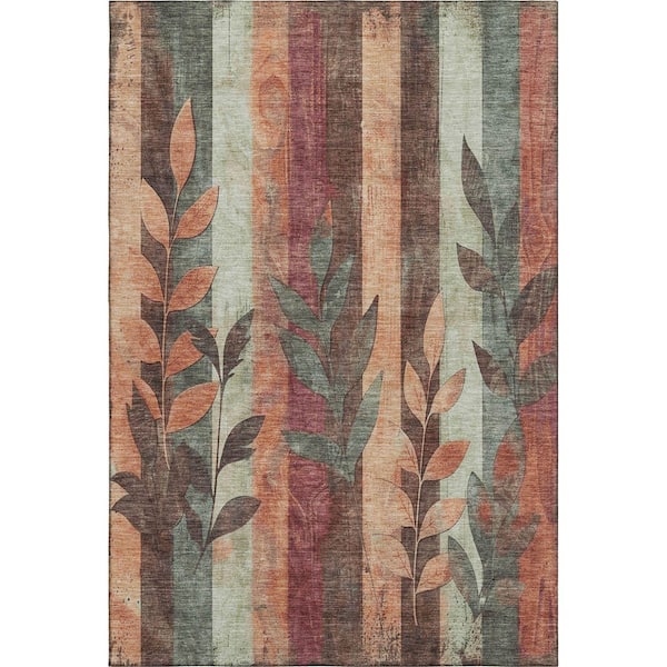 Mayfield Premium Machine Washable Abstract AMF1871 Terracotta 9 ft. x 12 ft. Area Rug