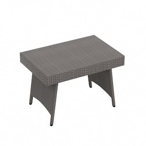 Hampton Gray Wicker Rattan Foldable Outdoor Side Table