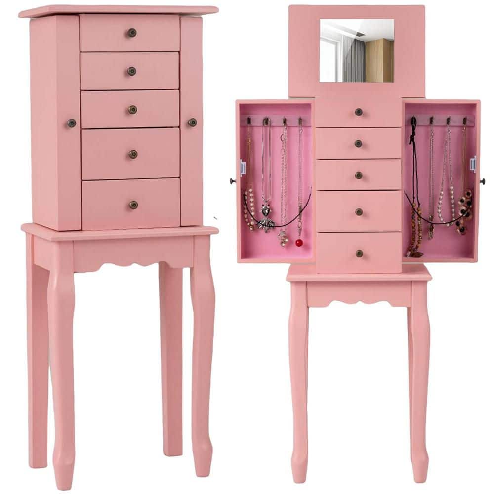Pink Love アンティークホワイト木製キャビネット 675110031_008.jpg