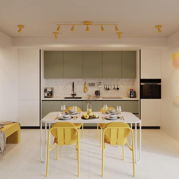 Shura 1-Light Matte Mustard Yellow Integrated LED Spotlight Rotatable Head, Flush Mount Wall Sconce, 3000K, 1370 Lumens