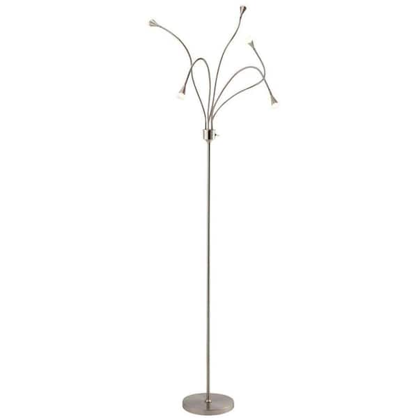 Adesso Firefly 73 in. H Satin Steel LED Adjustable Floor Lamp