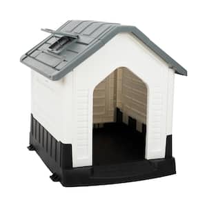 Small Plastic Dog House - Grey and White