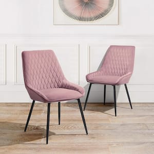 Rabiot Pink Velvet Upholstery Arm Dining Chairs (Set of 2)