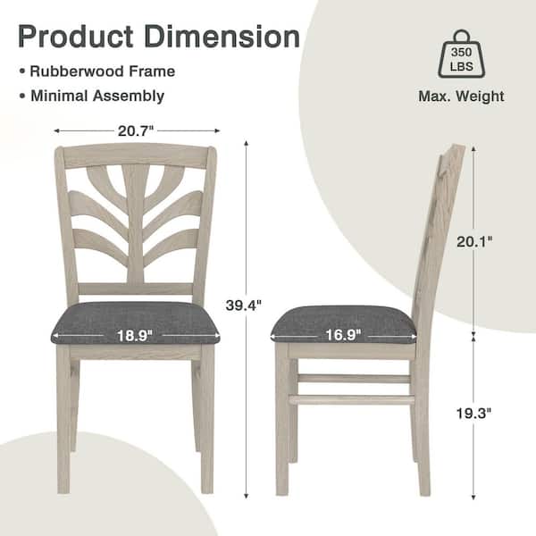 Farmhouse Oval Dining Table Set with Upholstered Chairs-7 Pieces Gray Kitchen Set