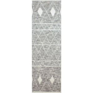 Lourdes Grey 3 ft. x 8 ft. Moroccan Transitional Area Rug Runner