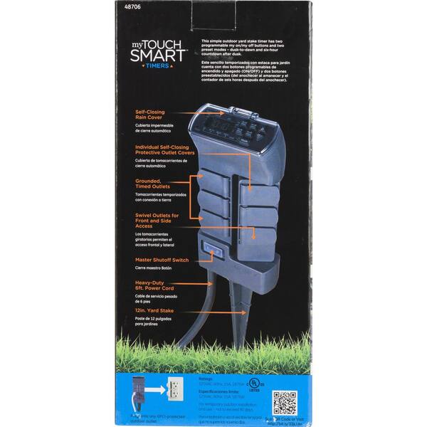 BLACK+DECKER Garden Timer Stake with 6 Grounded Outlets