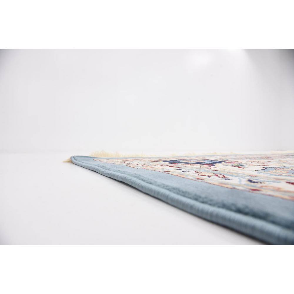 Blue Floral Rectangular Stain-Resistant Area Rug 10' x 13'