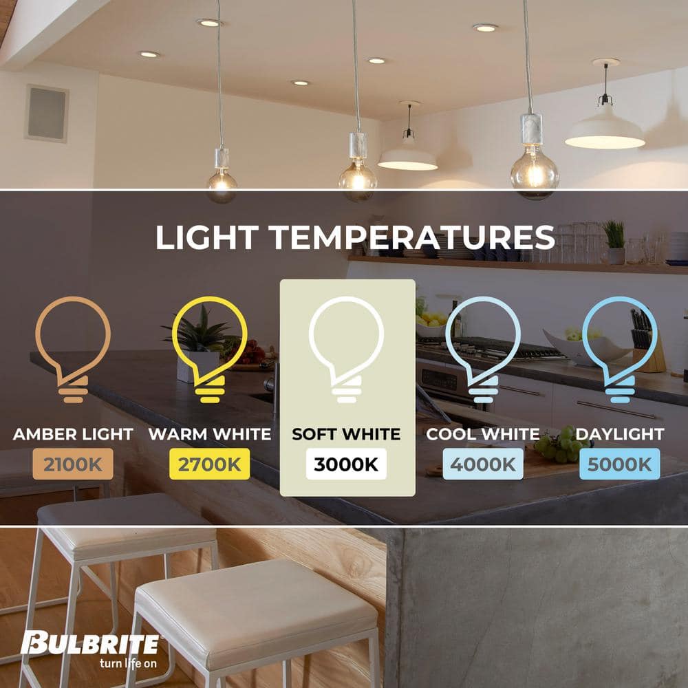 8.5W Clear Dimmable G40 LED Filament Bulbs, Pack of 2