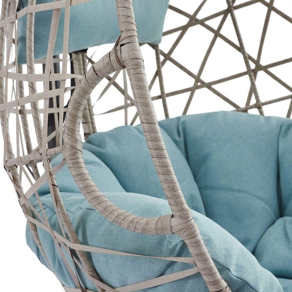 Cisvio Patio Wicker Swing Egg Chair Basket Rattan Teardrop Hanging Lounge Chair with Stand and Cushions D0102HAPJEG The Home Depot