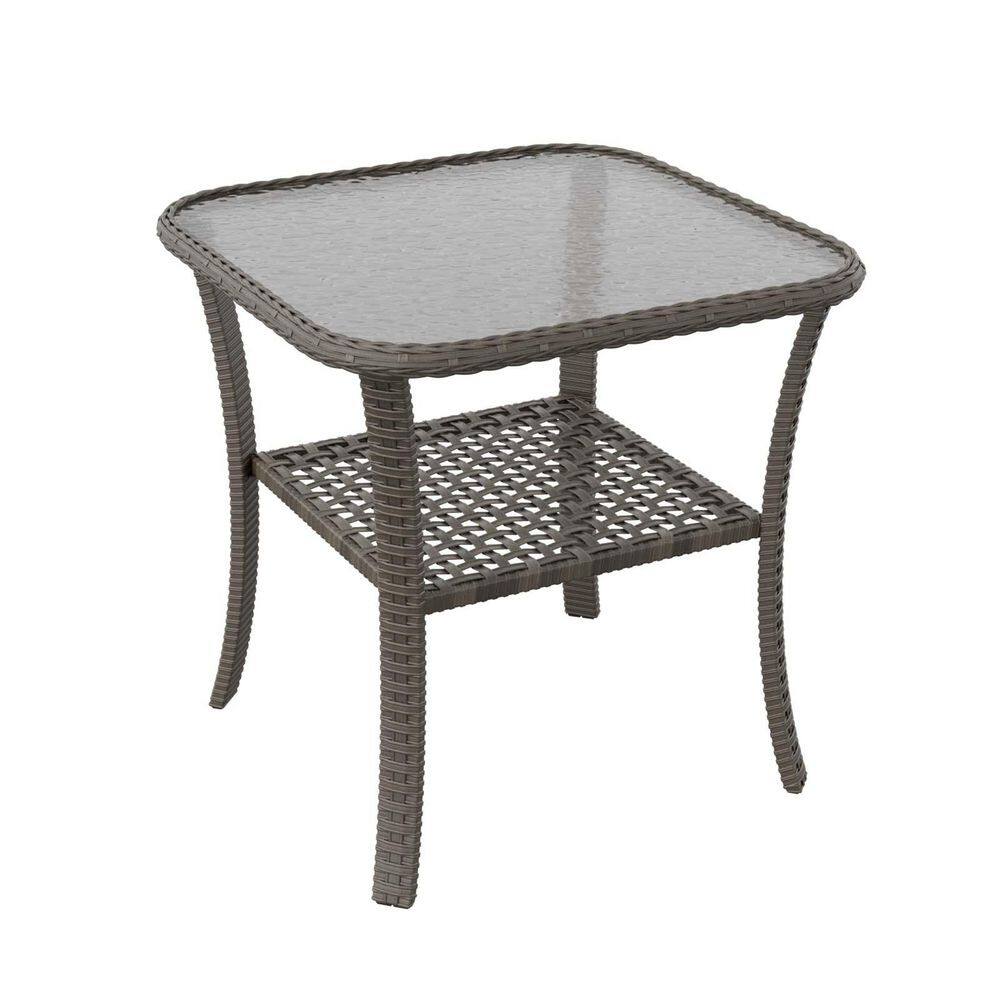 Wicker Outdoor Glass Side Table, Gray price history on PriceWatchPro