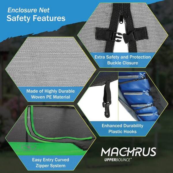 thumbnail interactive-video image 1 of 12ft Trampoline Safety Enclosure Net - Replacement Nylon Protection Net For Outdoor Trampolines 1 of 9