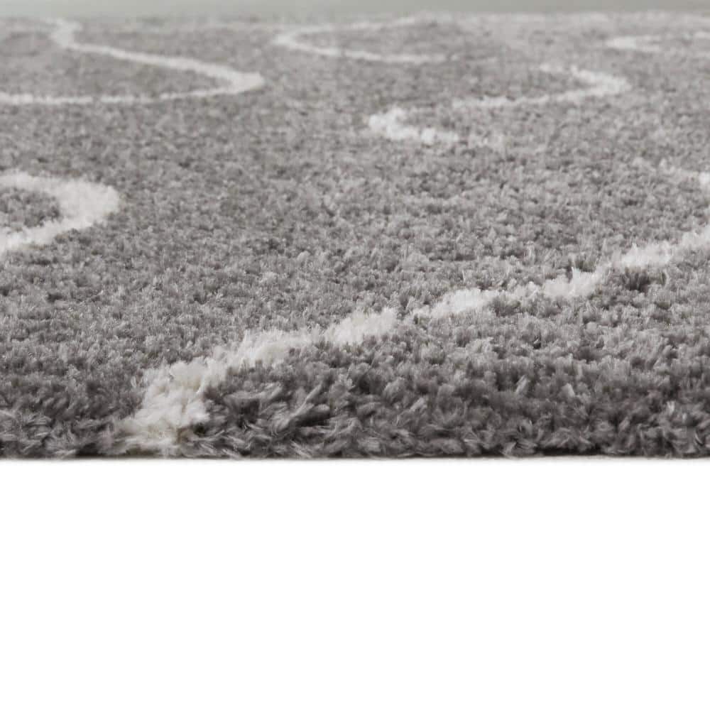Charcoal and Cream Synthetic Stain-Resistant Stripe Area Rug