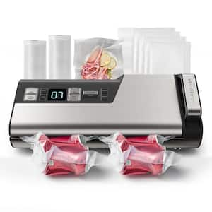 95kPa 140-Watt 1-Hand Operation Vacuum Sealer Machine Double Seal Strip with Build-in Cutter and Countdown Display