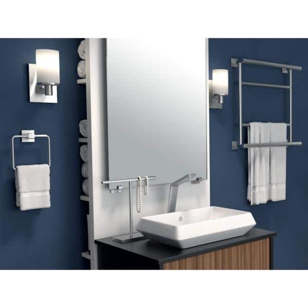 Satin Nickel Freestanding Countertop Hand Towel Holder with Weighted Base