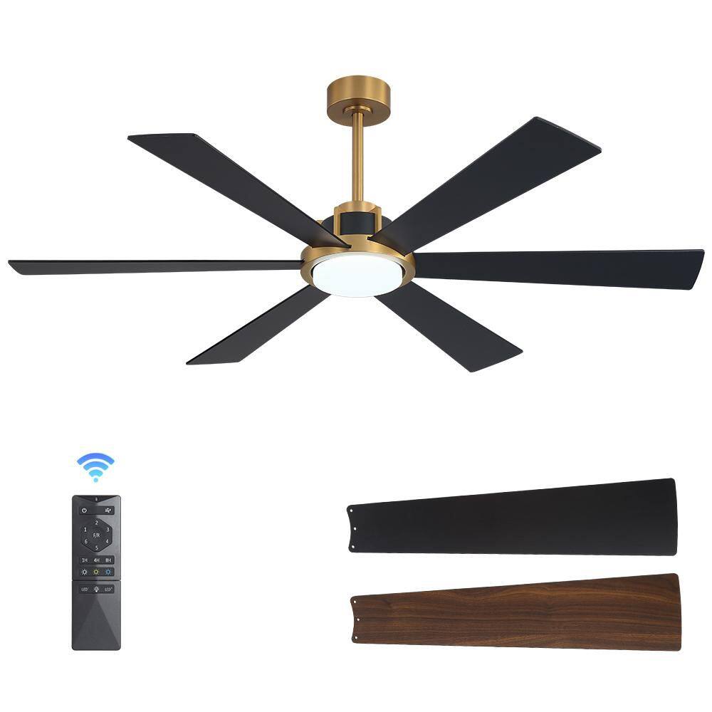 60 in. 6-Plywood Double-sidedNAB Gold and Matte Black Blades Indoor Standard Ceiling Fan with Integrated LED price history on PriceWatchPro