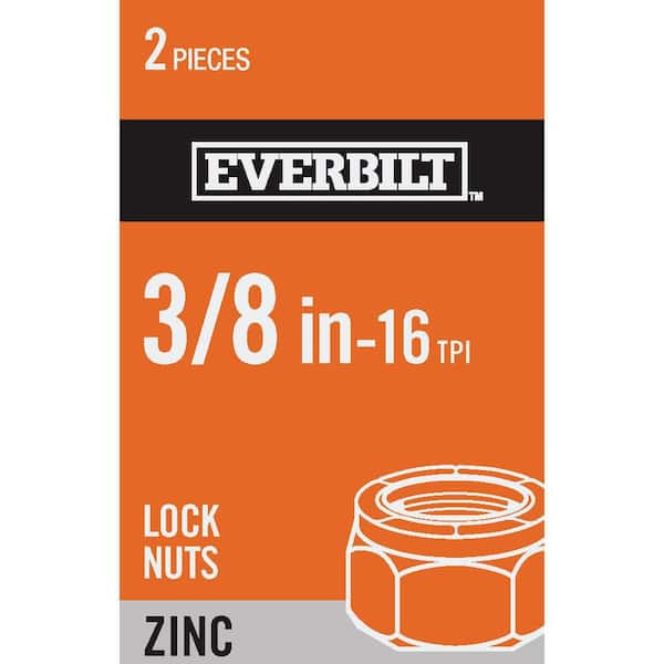 Everbilt 3/8 in.-16 Zinc Plated Nylon Lock Nut (2-Pack)