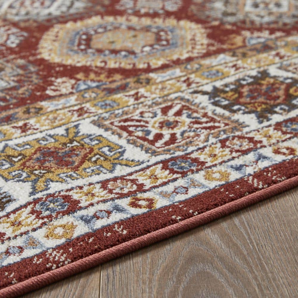 Alsbrooke Delary 4' x 6' Orange Patchwork Area Rug