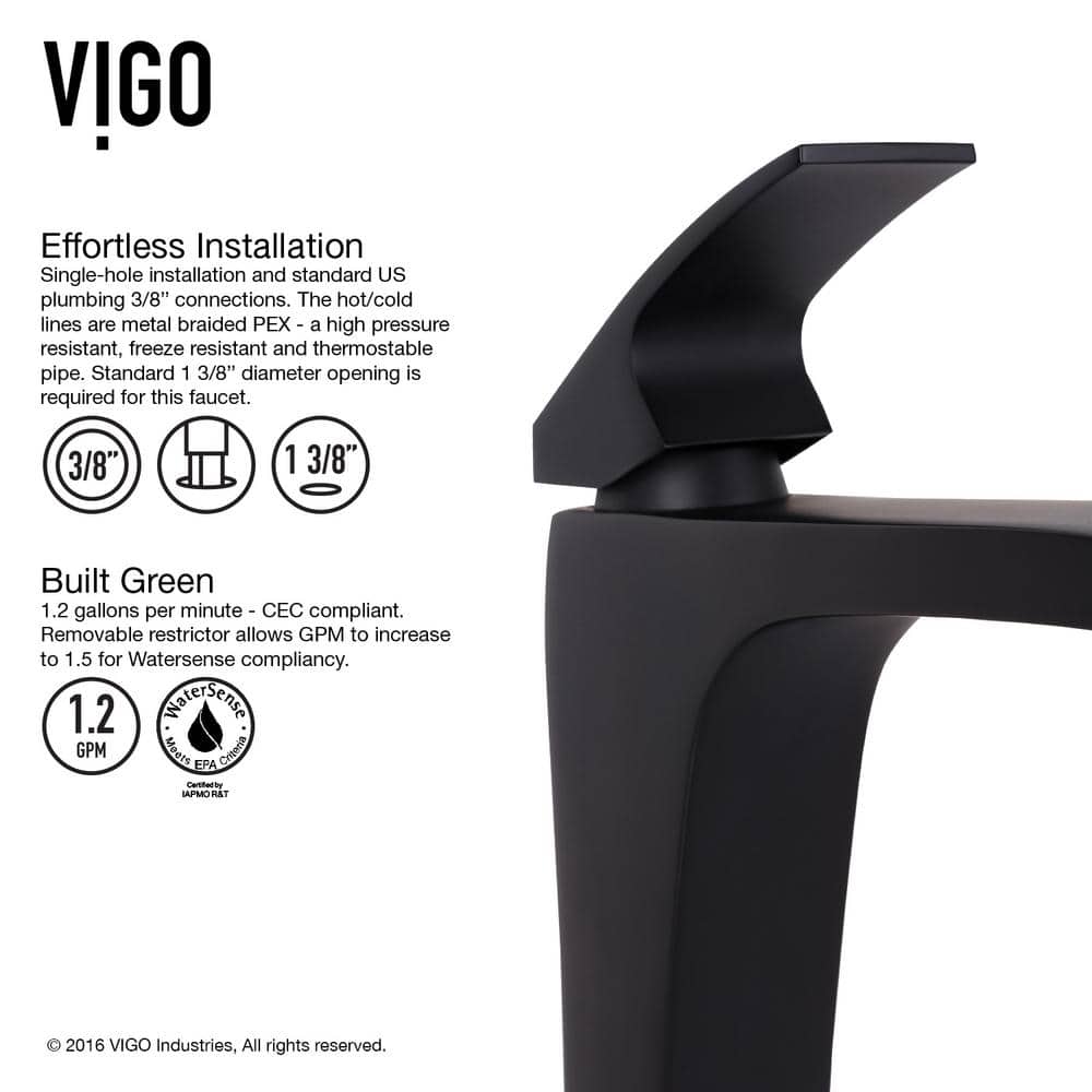 Sheer Black Tempered Glass 16.5" Vessel Bathroom Sink with Matte Black Faucet