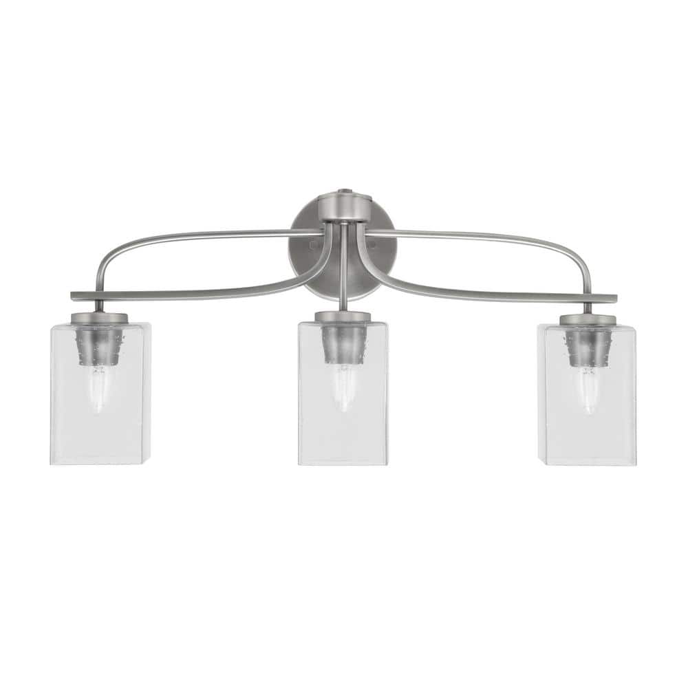 Olympia 25.75 in. 3-Light Graphite Vanity Light Square Clear Bubble Glass S
