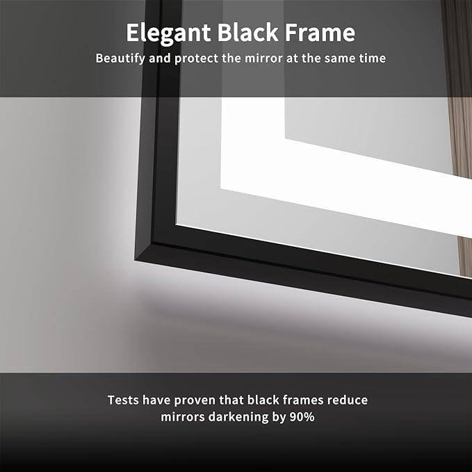 40 in. Black Frameless LED Bathroom Vanity Mirror