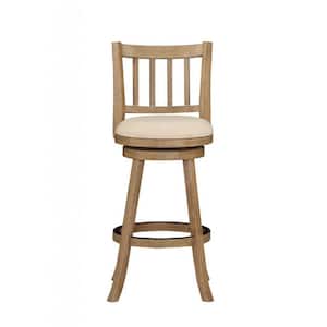 Sheldon 29 in, Driftwood Wire-Brush and Ivory Wood Frame Bar Stool