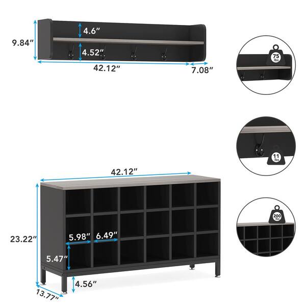 BYBLIGHT Hall Tree with Shoe Bench, Hidden Shoe Cabinet, Coat Racks for  Entryway, Closet BB-JW0273GX - The Home Depot