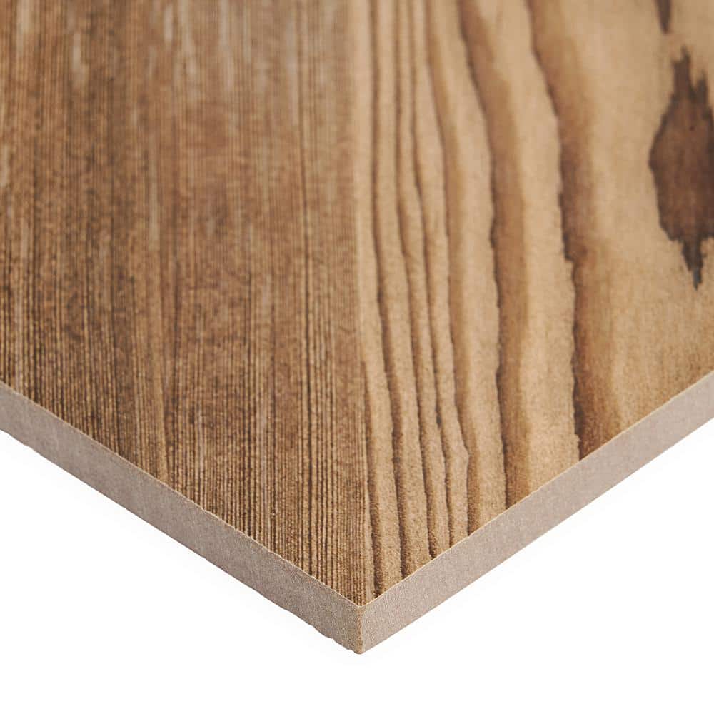 Evergreen 24" x 24" Brown Matte Porcelain Wood Look Tile