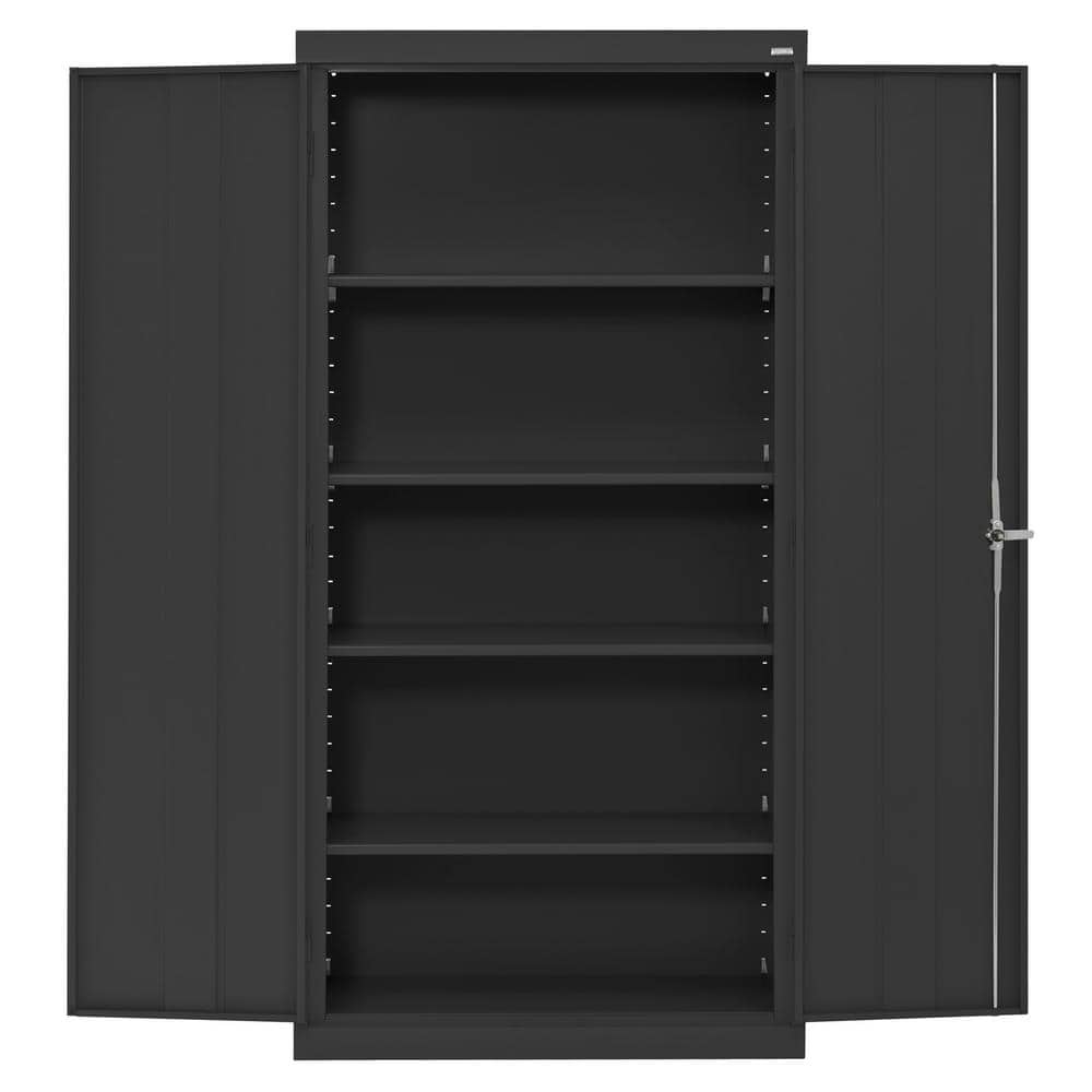 Black Freestanding Lockable Office Cabinet with Adjustable Shelving