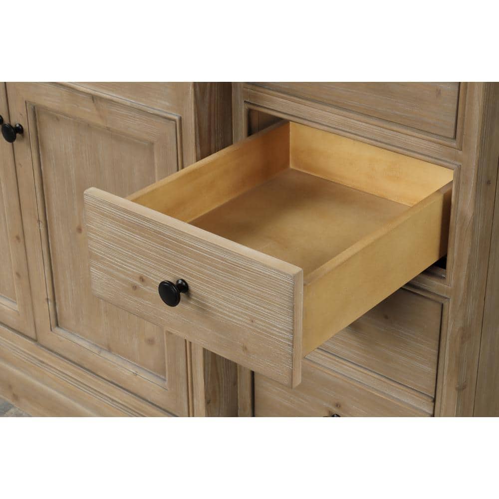 Kelly 60" Weathered Fir Bathroom Vanity with White Stone Countertop