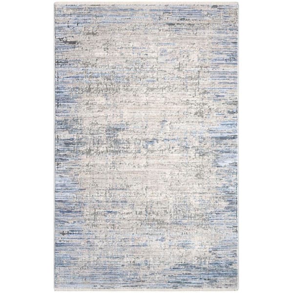 Nourison Modern Abstract Blue Grey 3 ft. x 5 ft. Abstract Contemporary Area Rug