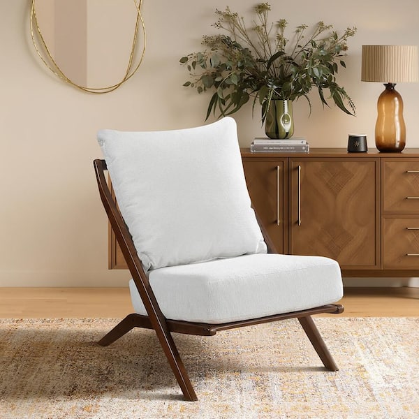 Jungle Beige Chenille Upholstery Armless Accent Chair