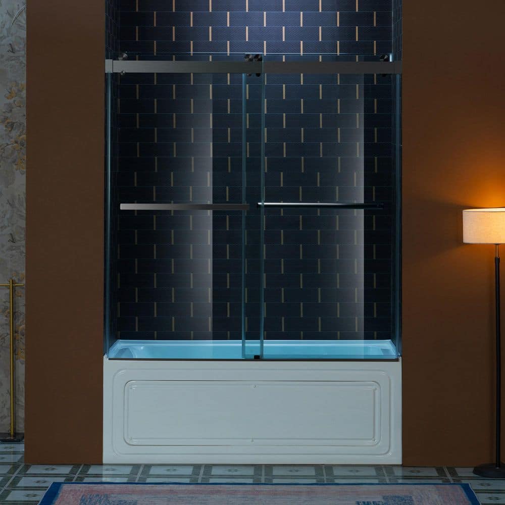 WOODBRIDGE 60 in. W x 62 in. H Double Sliding Frameless Tub Door