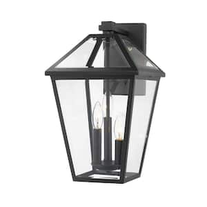 Talbot Black Outdoor Hardwired Lantern Wall Sconce with No Bulbs Included