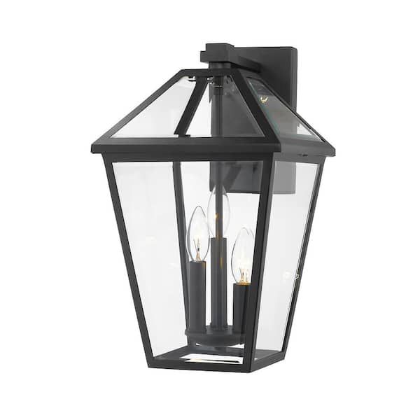 Unbranded Talbot Black Outdoor Hardwired Lantern Wall Sconce with No Bulbs Included