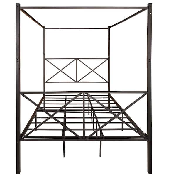 sumyeg Contemporary Black Queen Metal Bed Frame Platform Bed Frame with x Shaped Frame