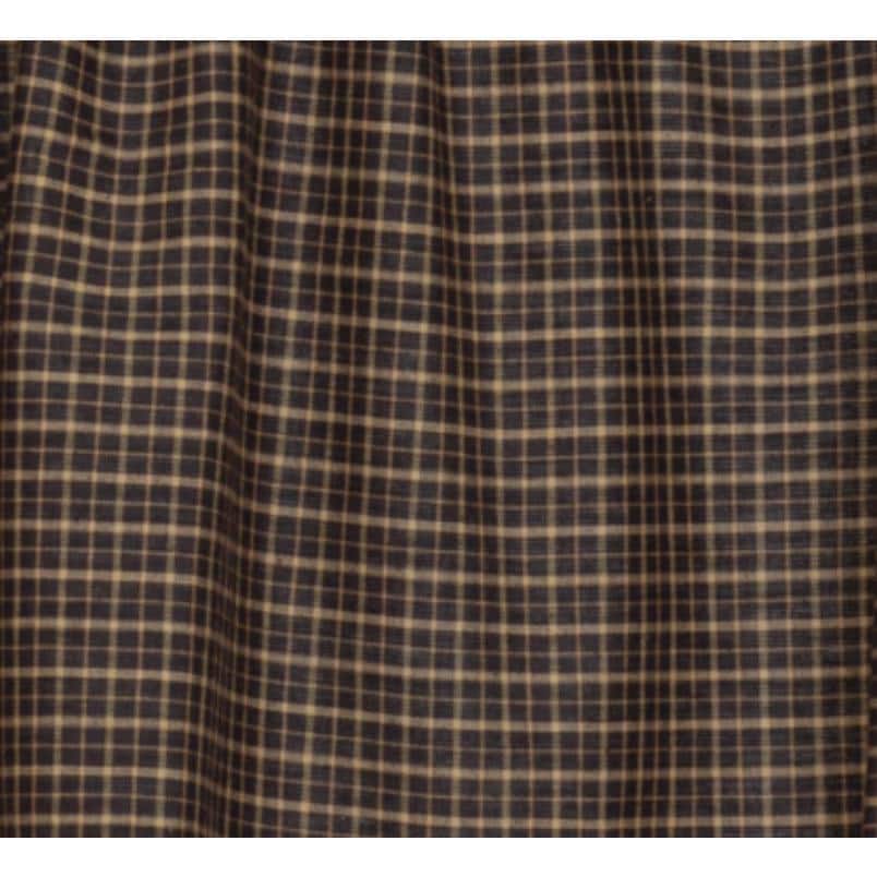 Black and Khaki Plaid Cotton Light-Filtering Kitchen Window Panels