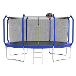 Basketball Hoop Equipped 12 ft. ASTM Approved Reinforced Type Safe Recreational Outdoor Trampoline Kit with Enclosure