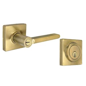 Tonebridge Brushed Gold Combo Pack with Single Cylinder Square Rose Deadbolt