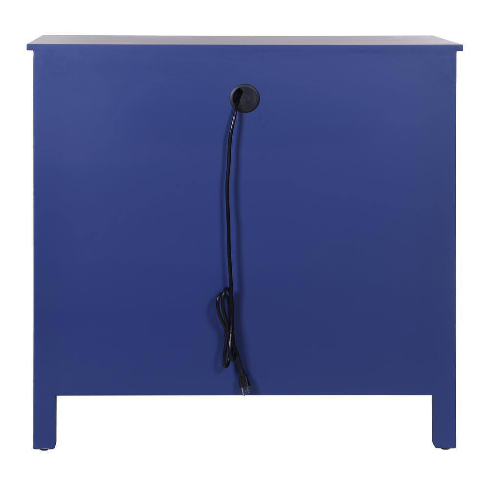 Dann Foley Medium Wood Blue and Cream Chest with USB Ports