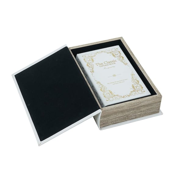 2-Piece White 10.5 in. and 8.3 in. Composite Decorative Book Boxes