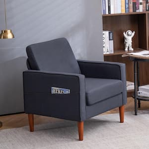 Dark Gray Linen Accent Chair Single Seat